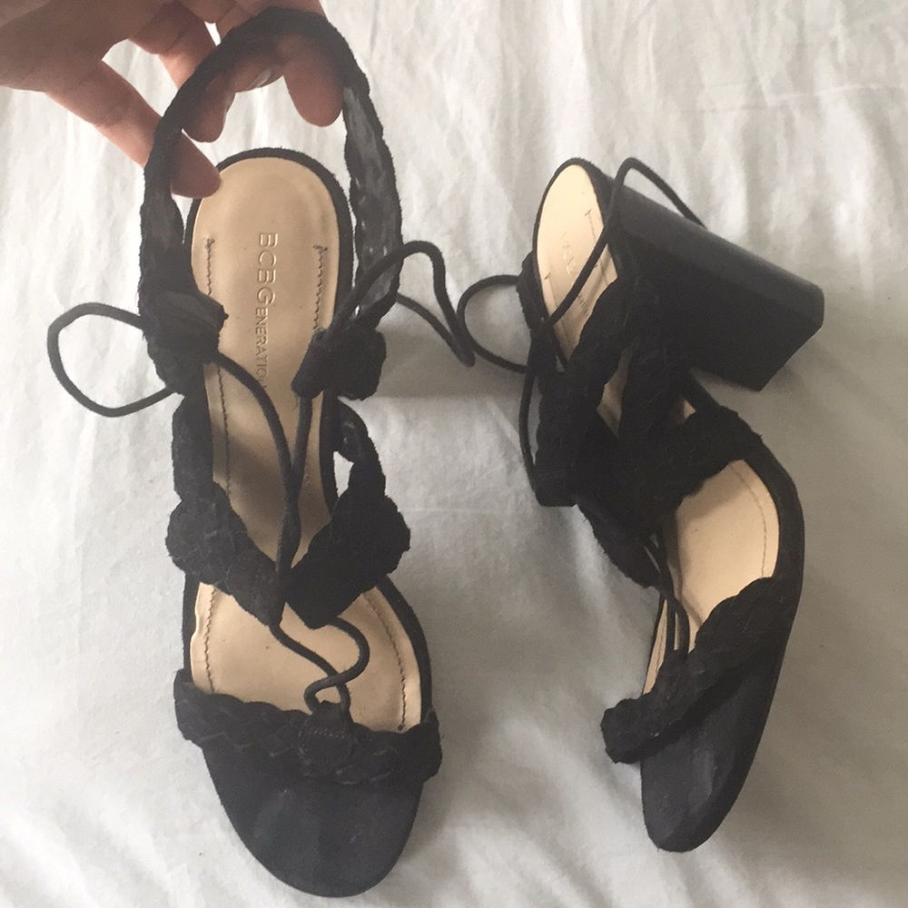 BCBG black cross heels